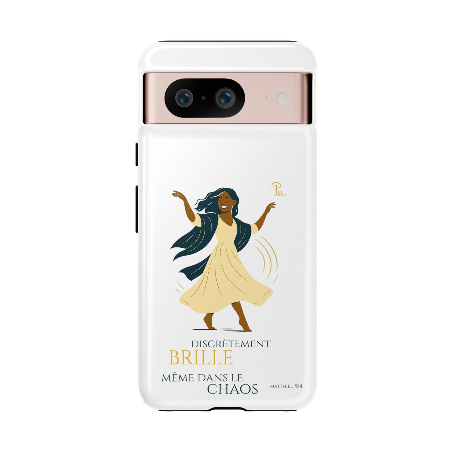 Brille discrètement - Chic Phone Case with a woman dancing - white
