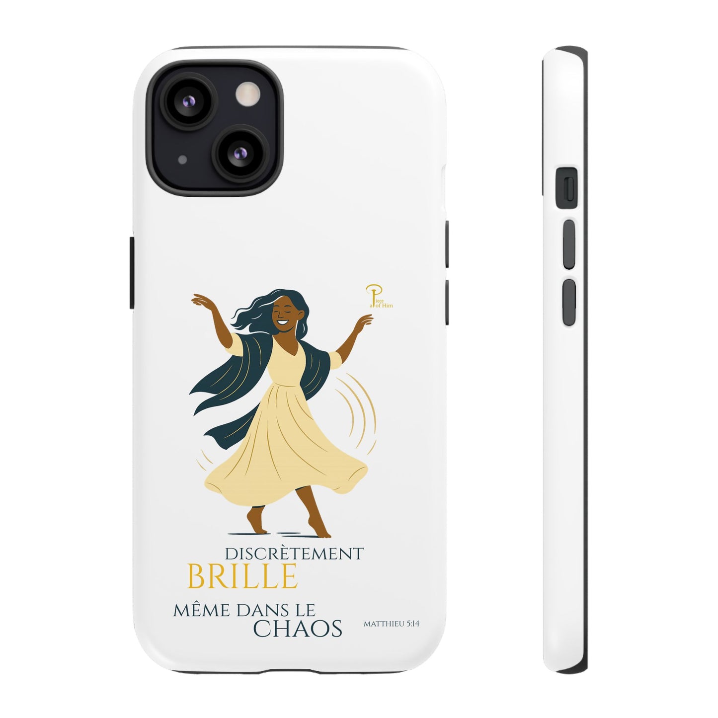 Brille discrètement - Chic Phone Case with a woman dancing - white