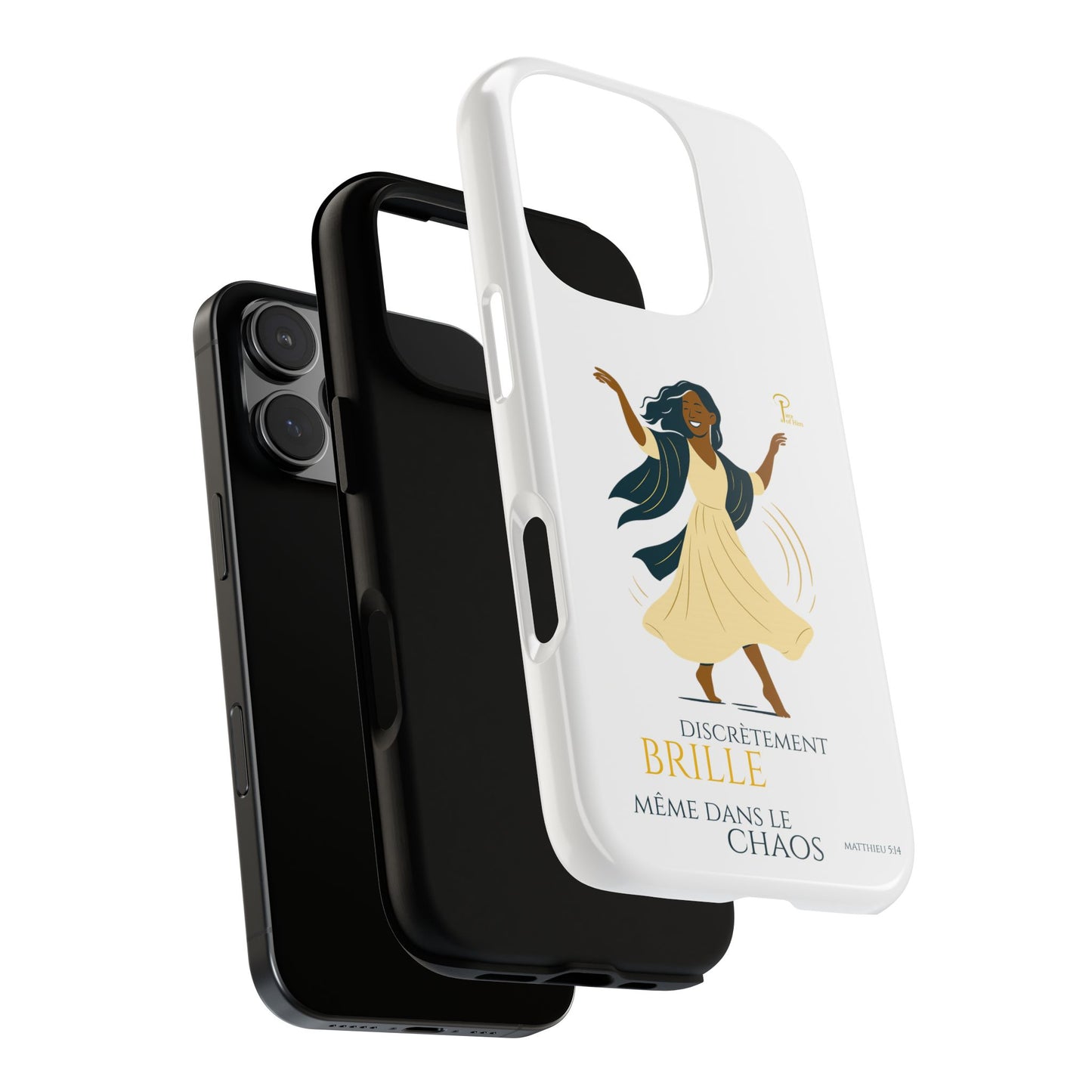 Brille discrètement - Chic Phone Case with a woman dancing - white