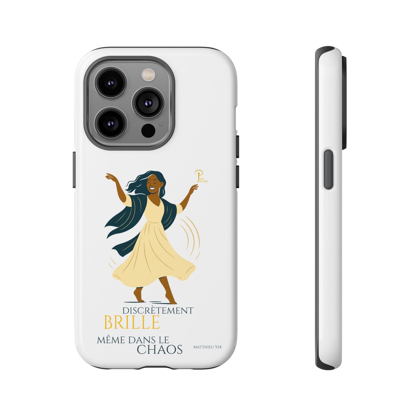 Brille discrètement - Chic Phone Case with a woman dancing - white