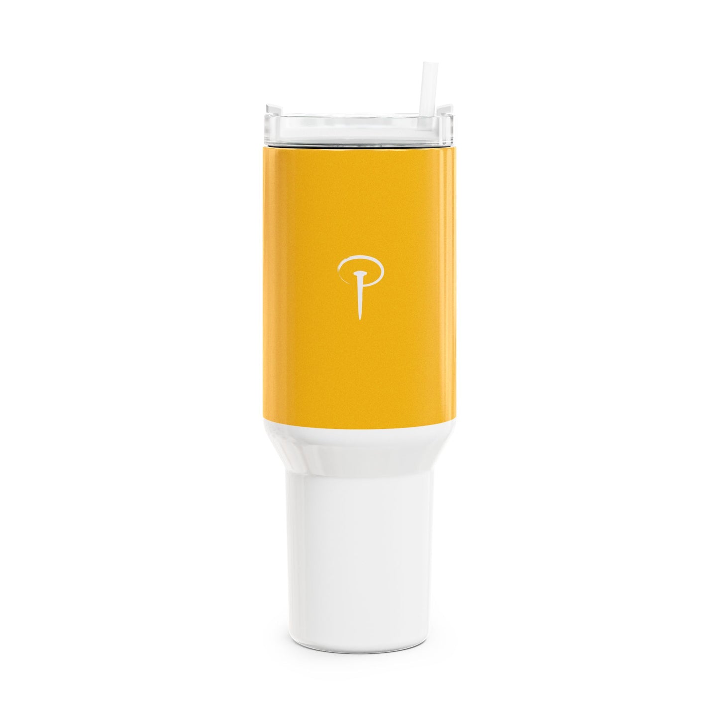 Stylish 40oz Tumbler with Straw - yellow & white