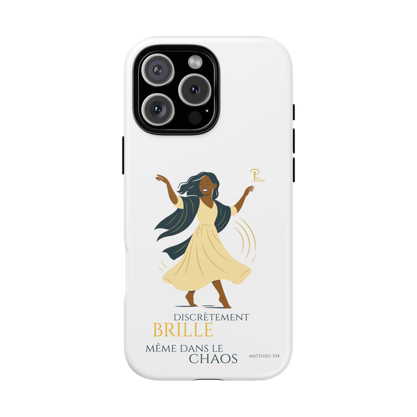 Brille discrètement - Chic Phone Case with a woman dancing - white