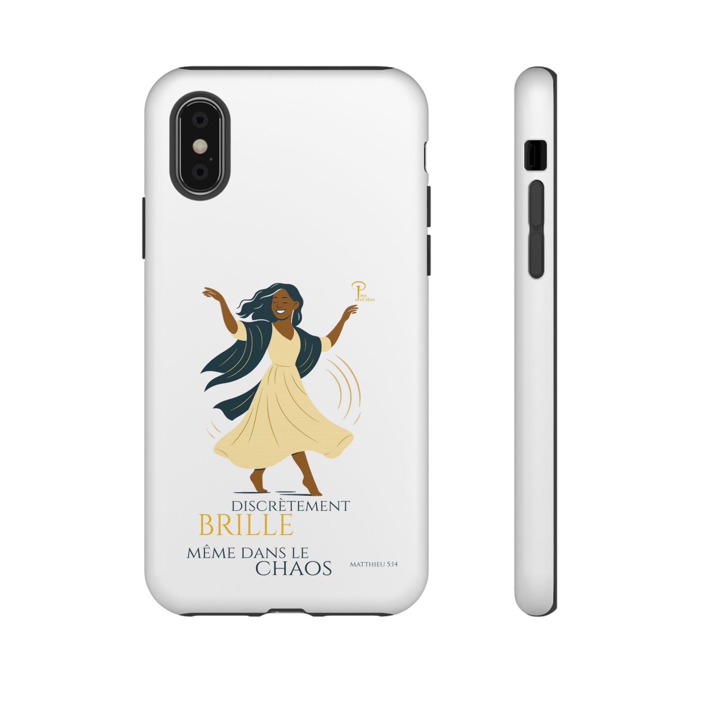 Brille discrètement - Chic Phone Case with a woman dancing - white