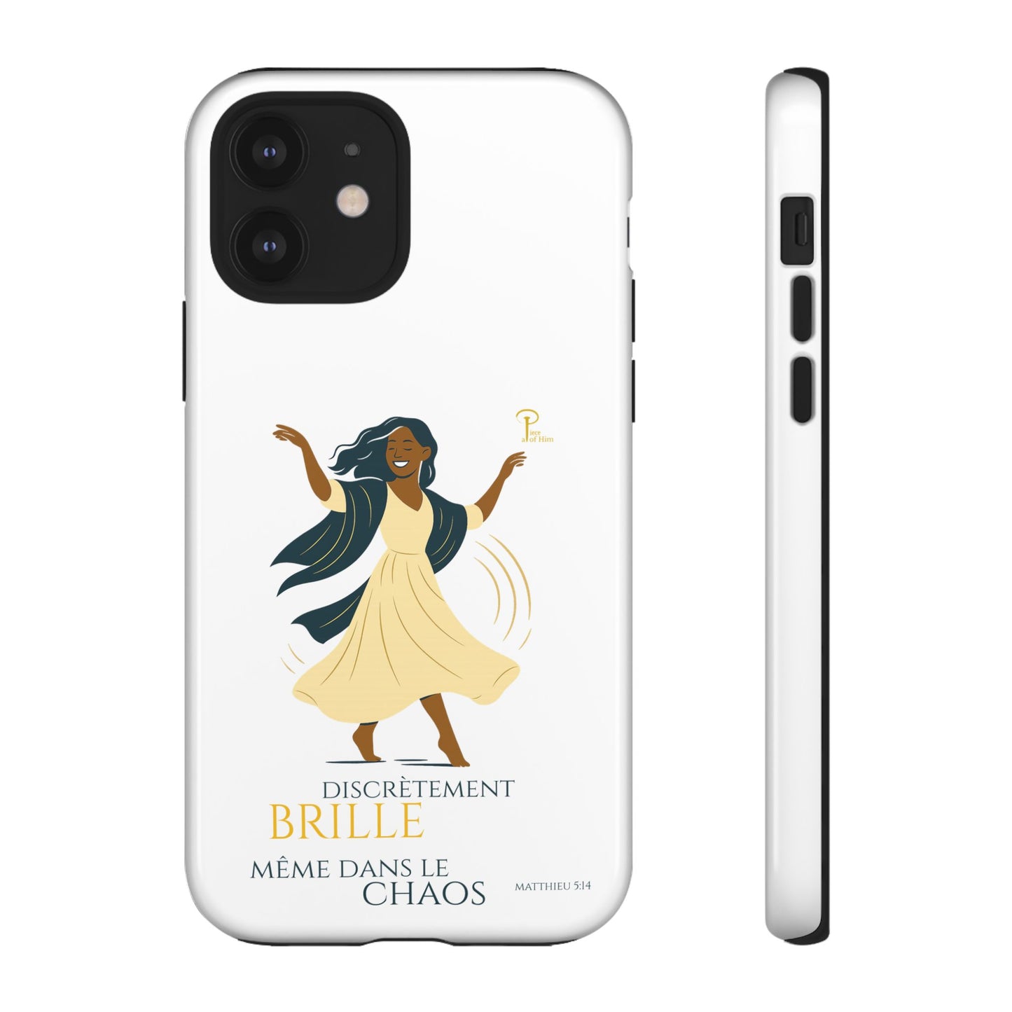 Brille discrètement - Chic Phone Case with a woman dancing - white