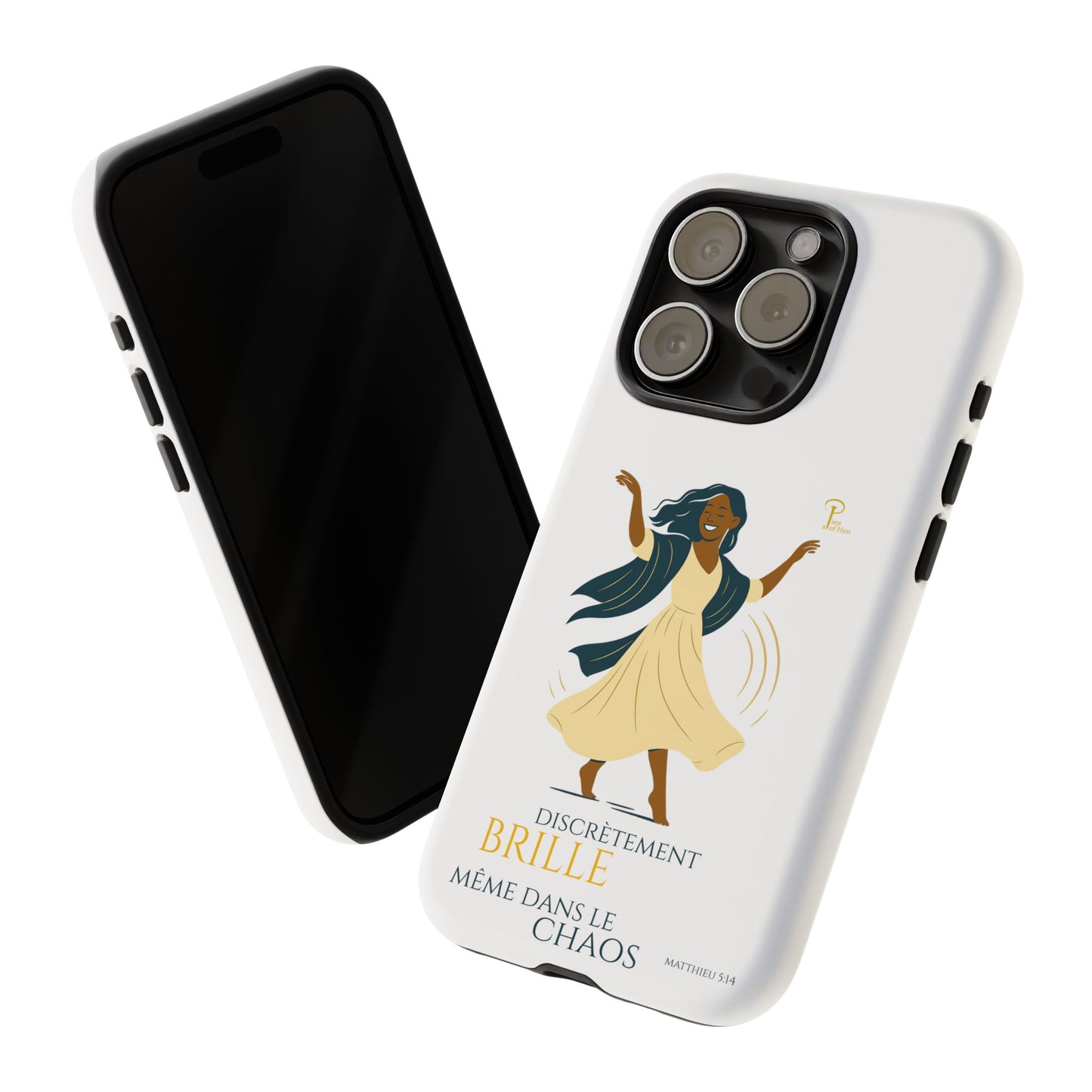 Brille discrètement - Chic Phone Case with a woman dancing - white