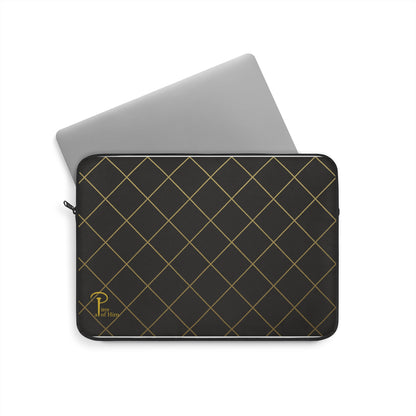 Elegant Black and Gold Laptop Sleeve - black & golden logo