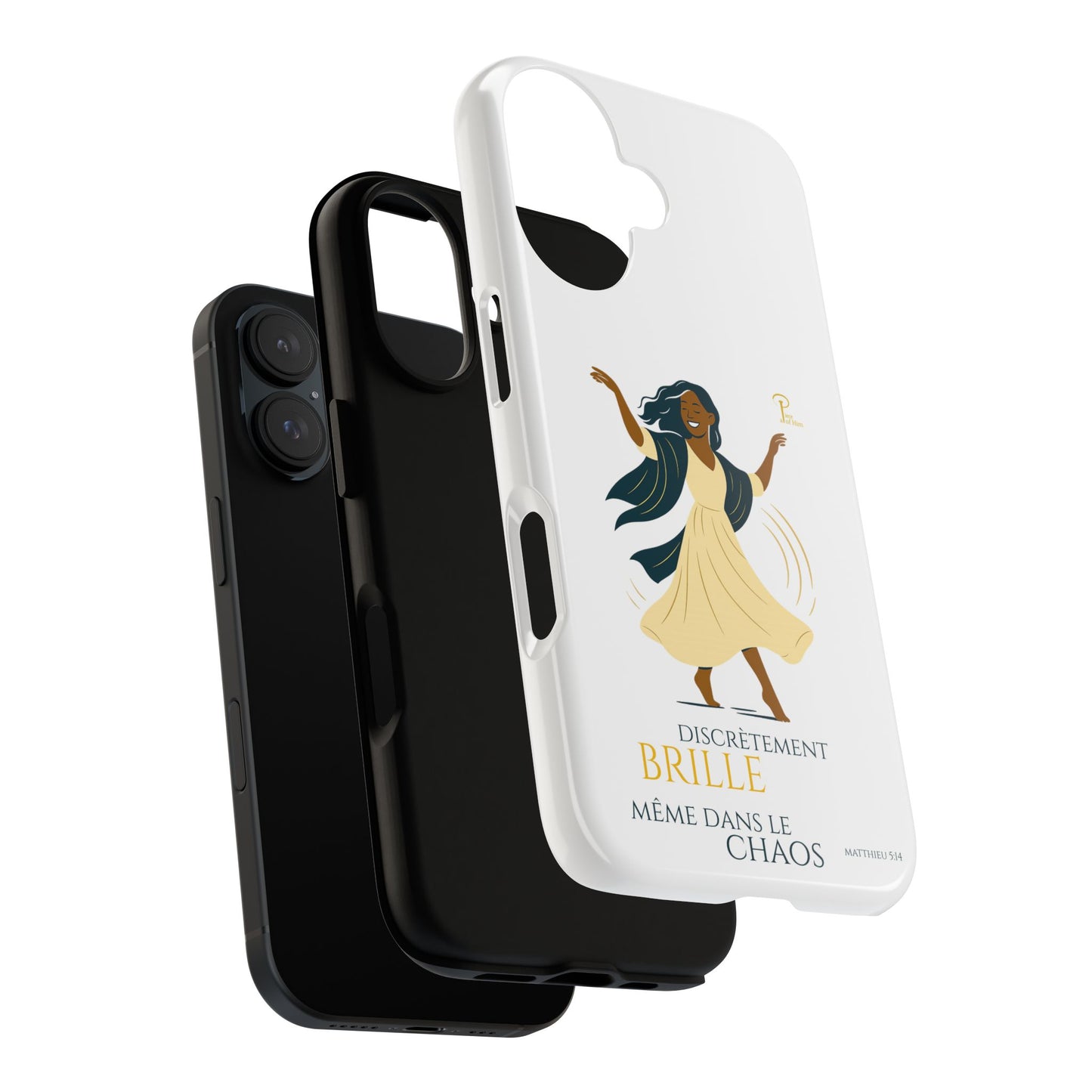 Brille discrètement - Chic Phone Case with a woman dancing - white