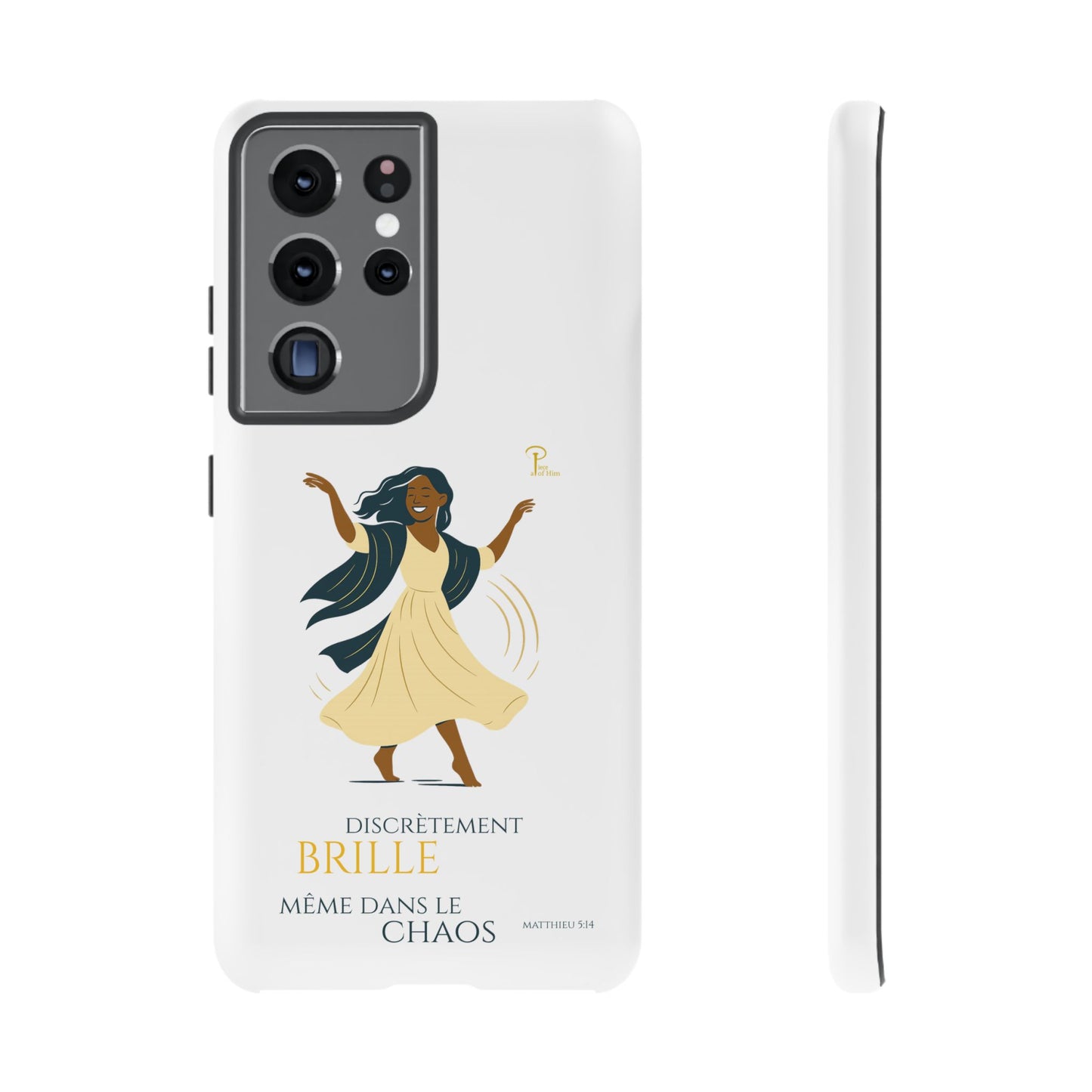 Brille discrètement - Chic Phone Case with a woman dancing - white