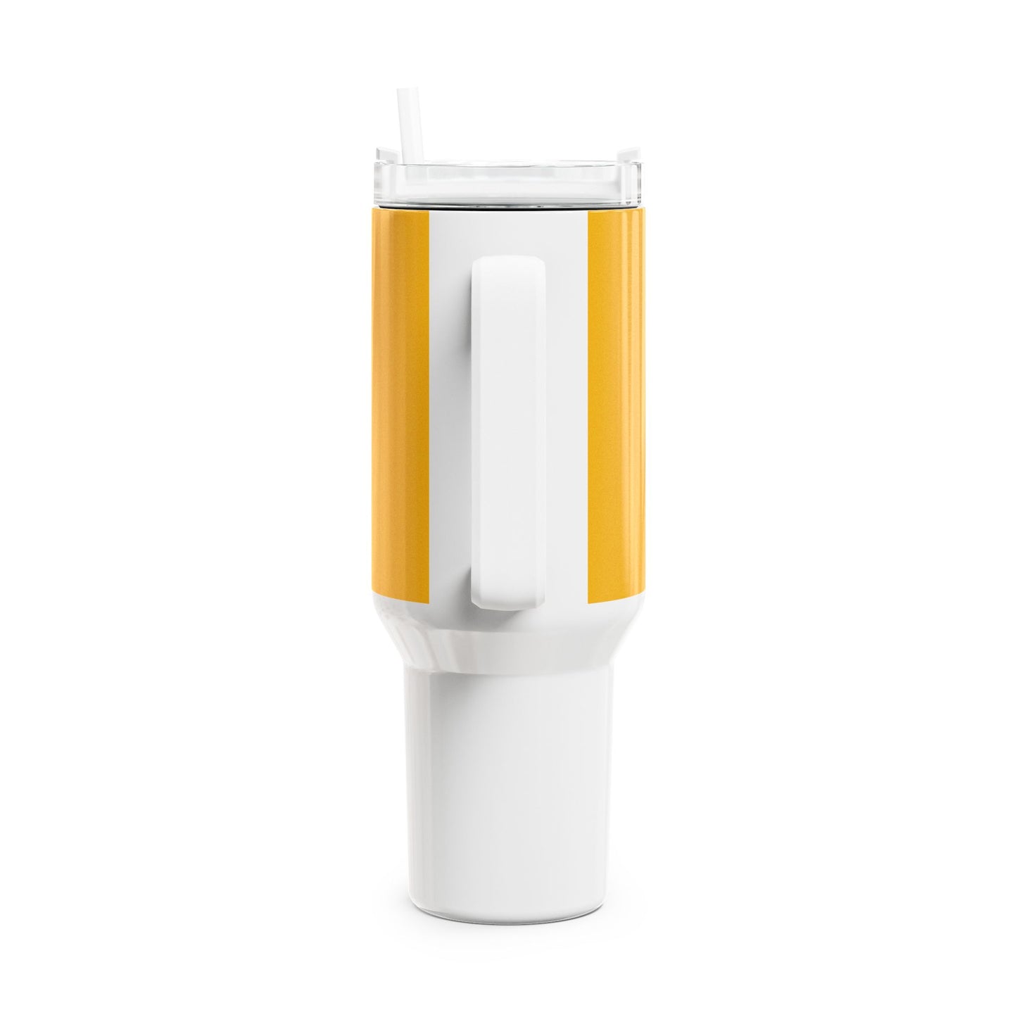 Stylish 40oz Tumbler with Straw - yellow & white