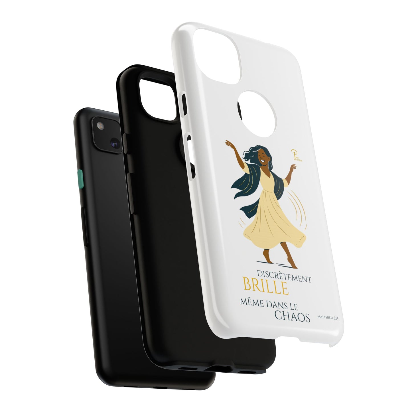 Brille discrètement - Chic Phone Case with a woman dancing - white