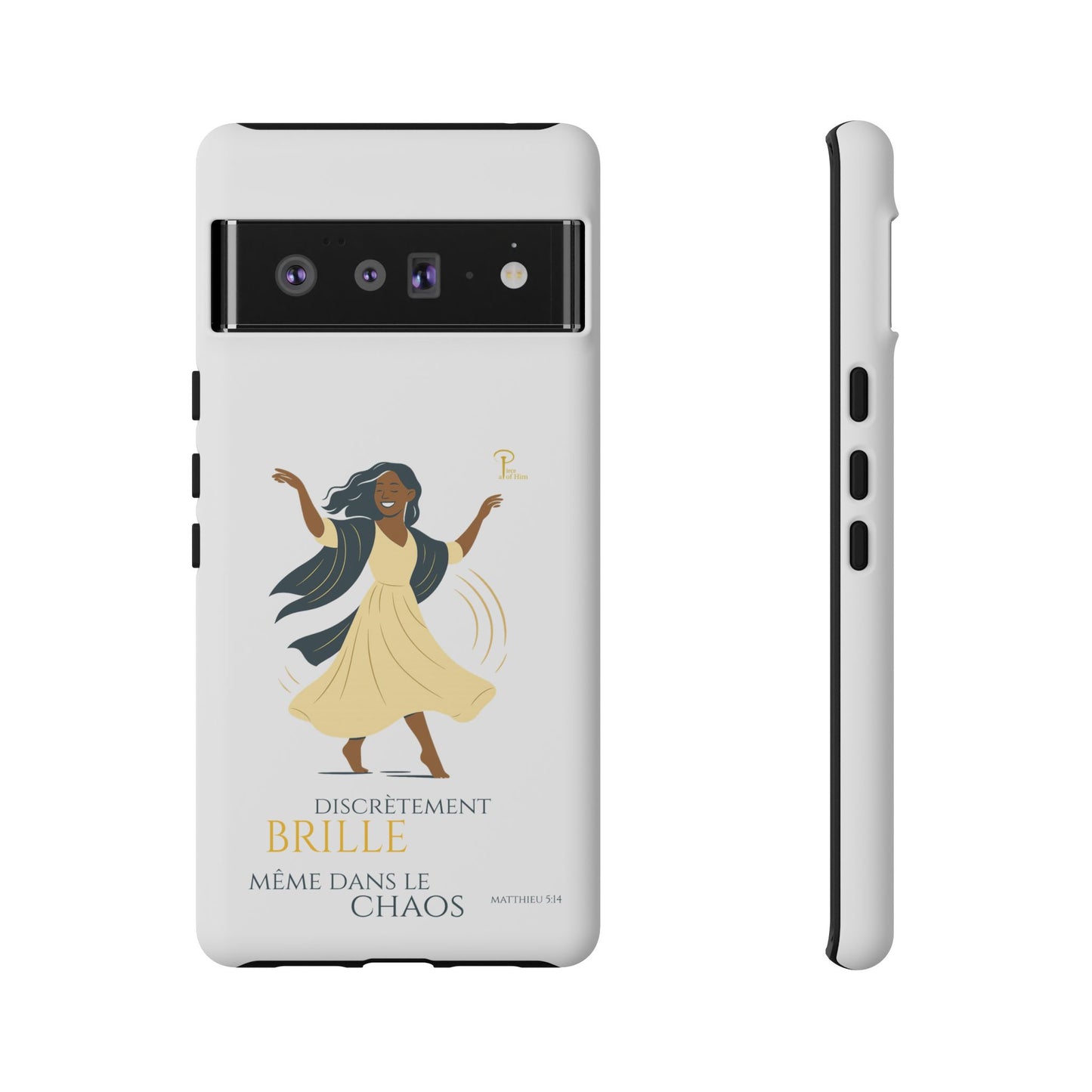 Brille discrètement - Chic Phone Case with a woman dancing - white