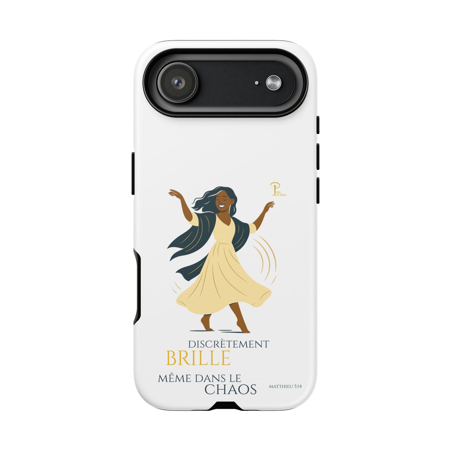 Brille discrètement - Chic Phone Case with a woman dancing - white