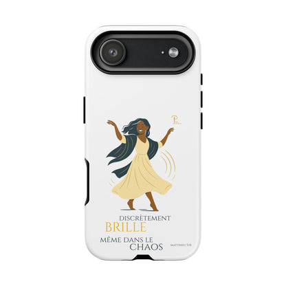 Brille discrètement - Chic Phone Case with a woman dancing - white