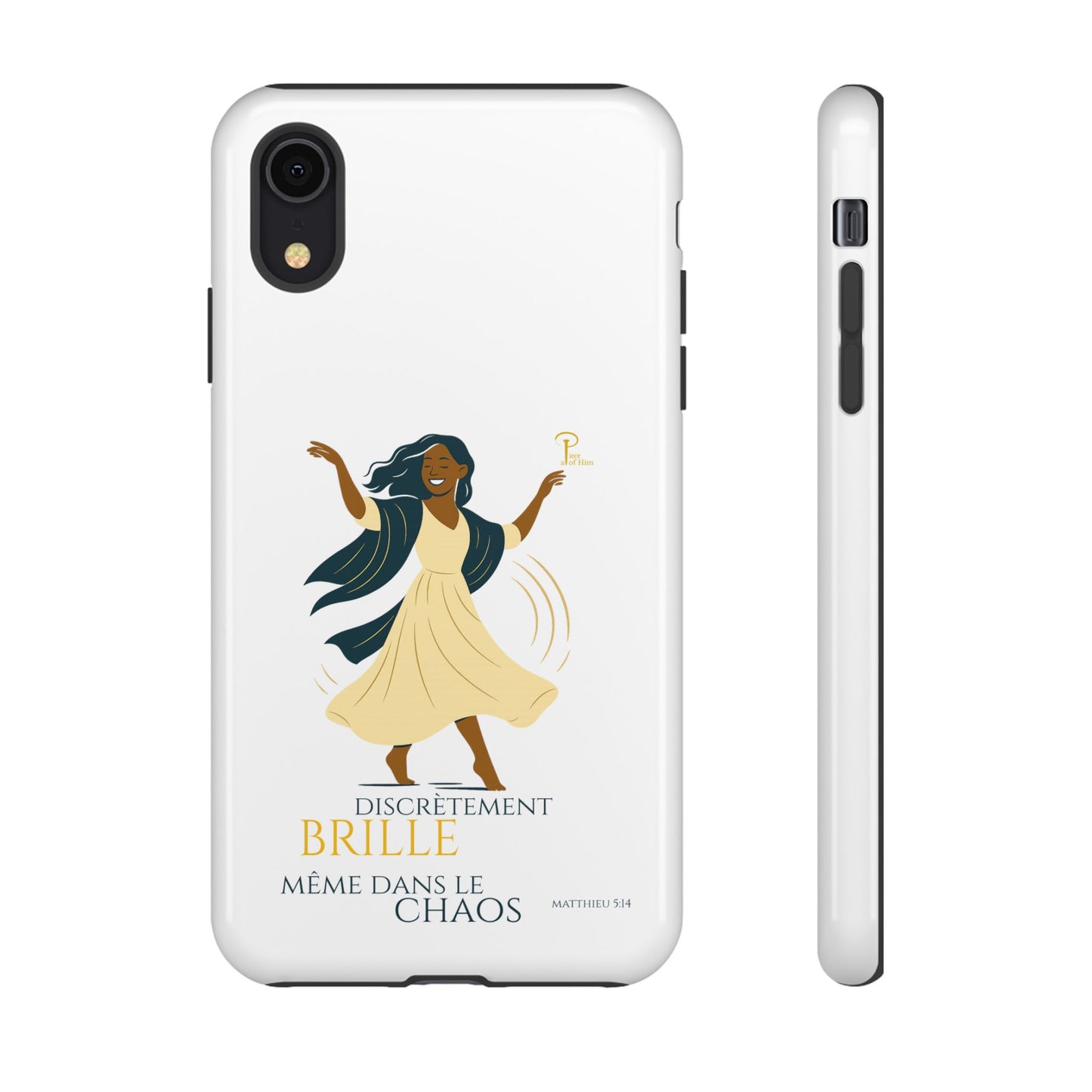 Brille discrètement - Chic Phone Case with a woman dancing - white