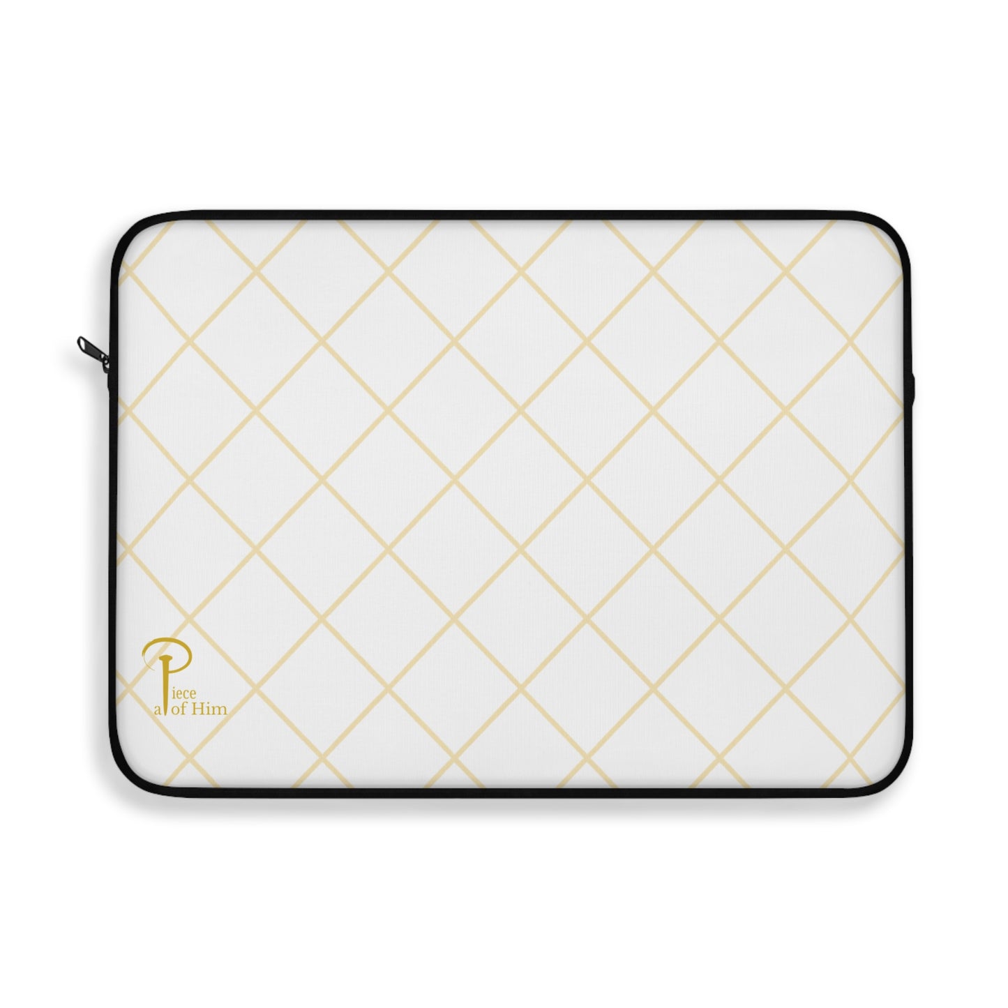Elegant Black and Gold Laptop Sleeve - white & golden logo