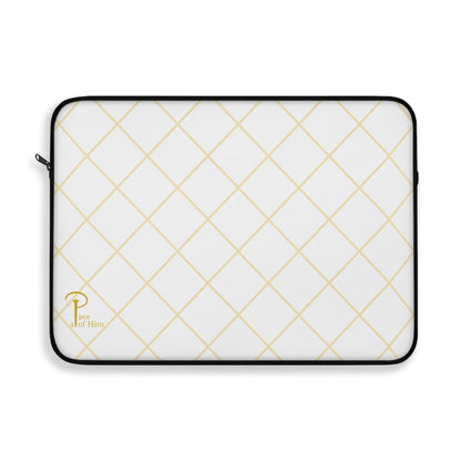 Elegant Black and Gold Laptop Sleeve - white & golden logo