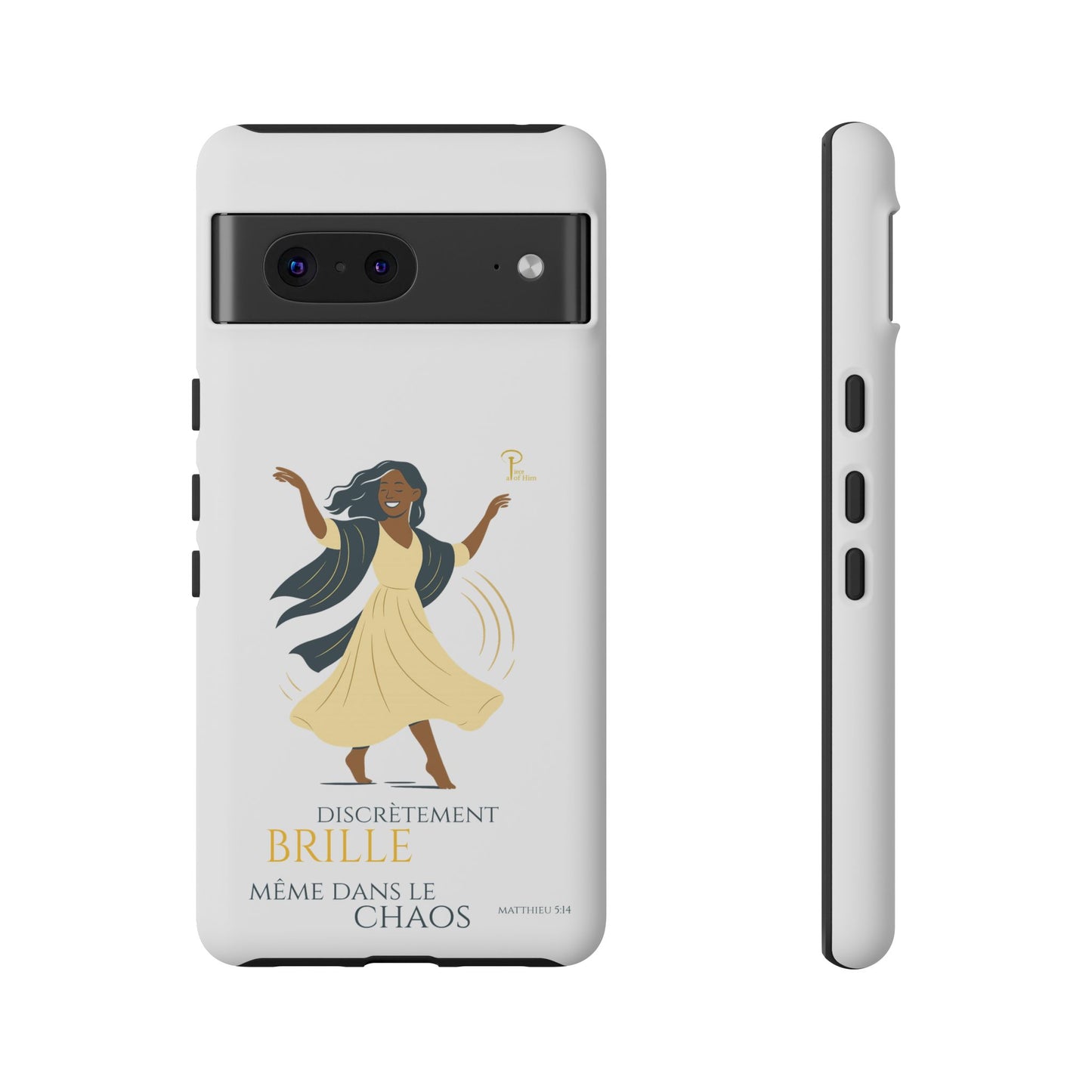 Brille discrètement - Chic Phone Case with a woman dancing - white