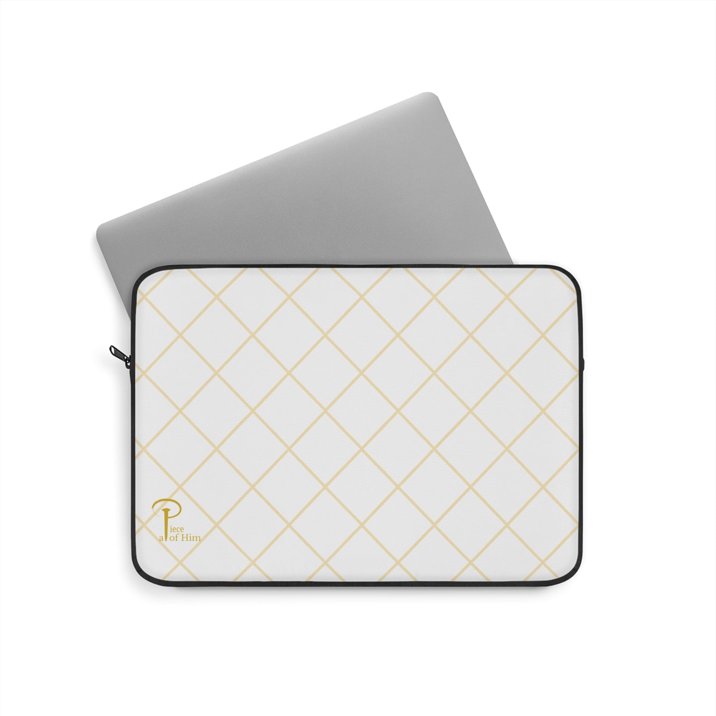 Elegant Black and Gold Laptop Sleeve - white & golden logo