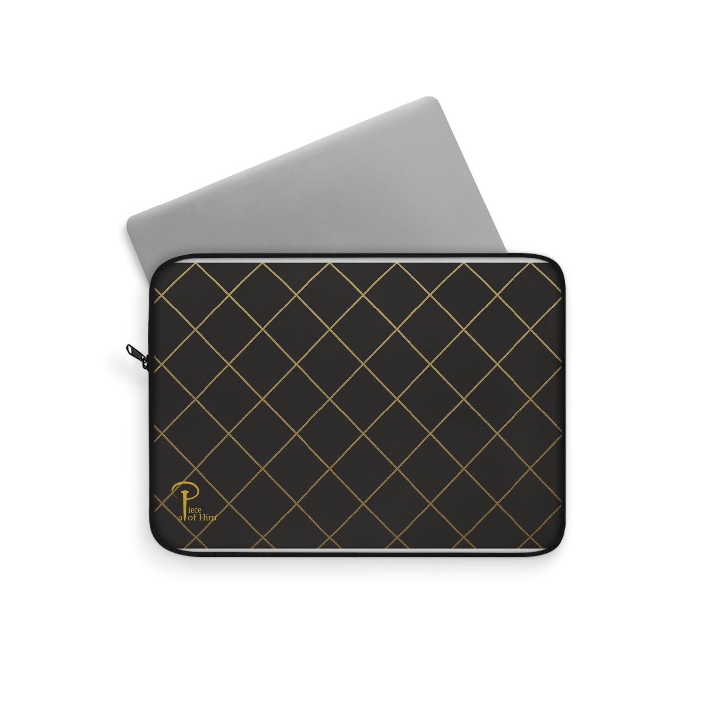 Elegant Black and Gold Laptop Sleeve - black & golden logo