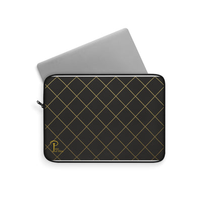 Elegant Black and Gold Laptop Sleeve - black & golden logo