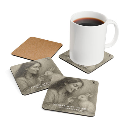 La Douceur Est Une Force - Artistic Cork Coaster Set