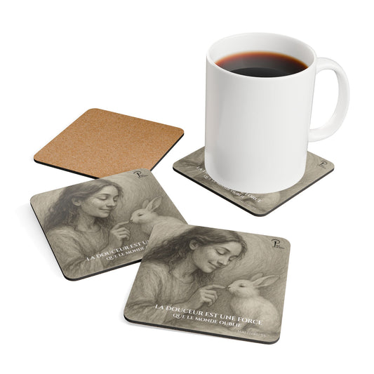 La Douceur Est Une Force - Artistic Cork Coaster Set