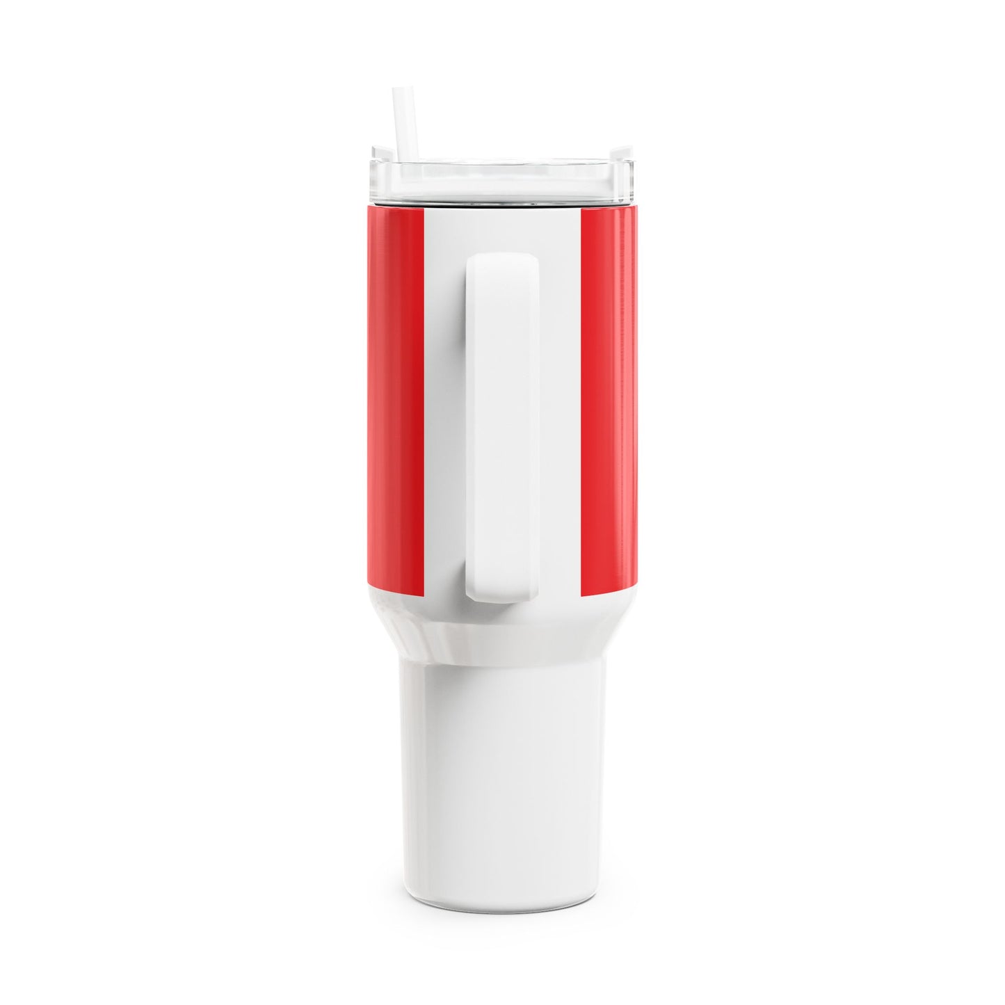 Stylish 40oz Tumbler with Straw - red & white
