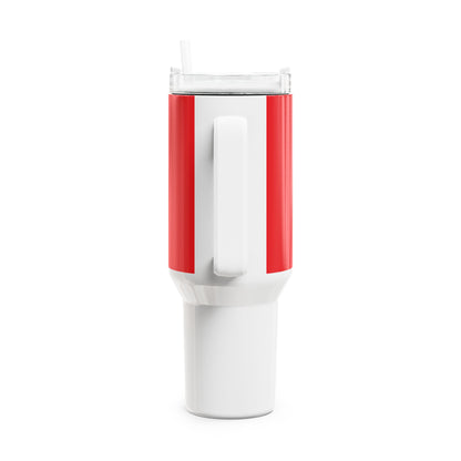 Stylish 40oz Tumbler with Straw - red & white