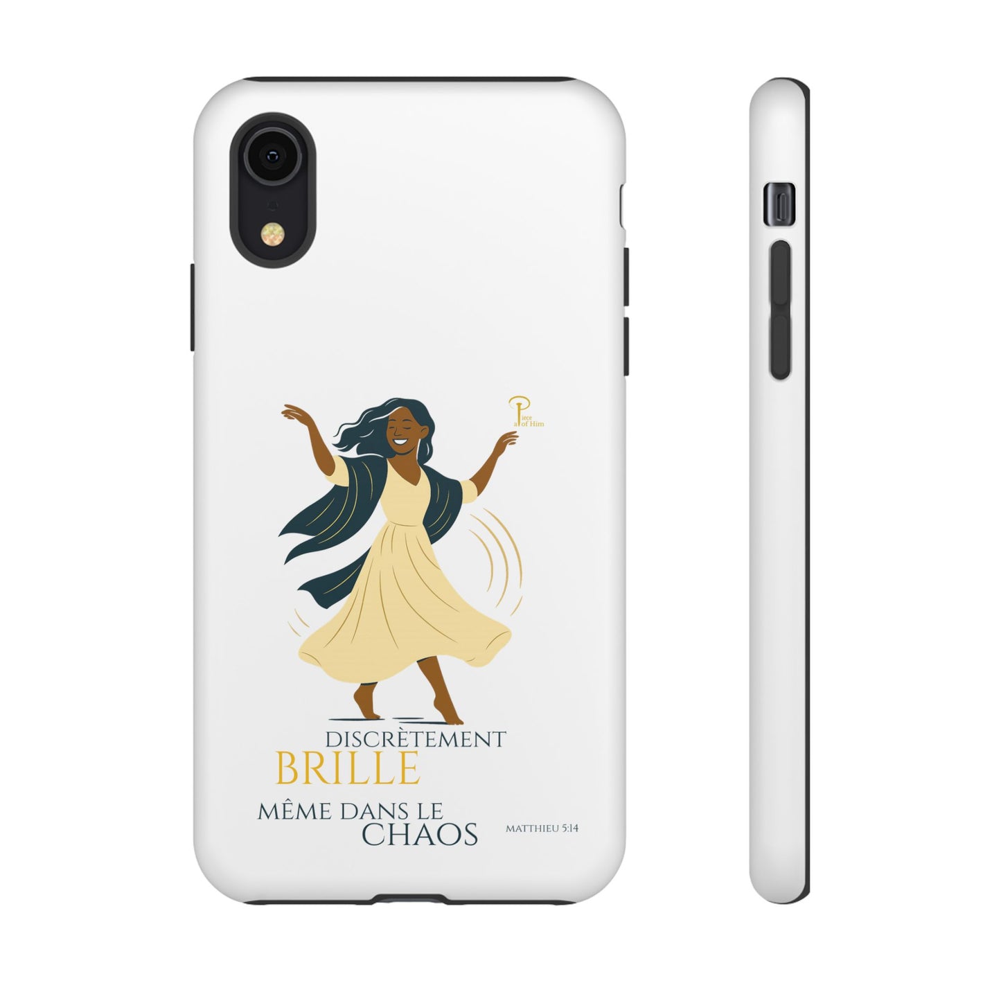Brille discrètement - Chic Phone Case with a woman dancing - white
