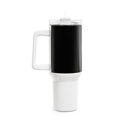 Stylish 40oz Tumbler with Straw - black & white