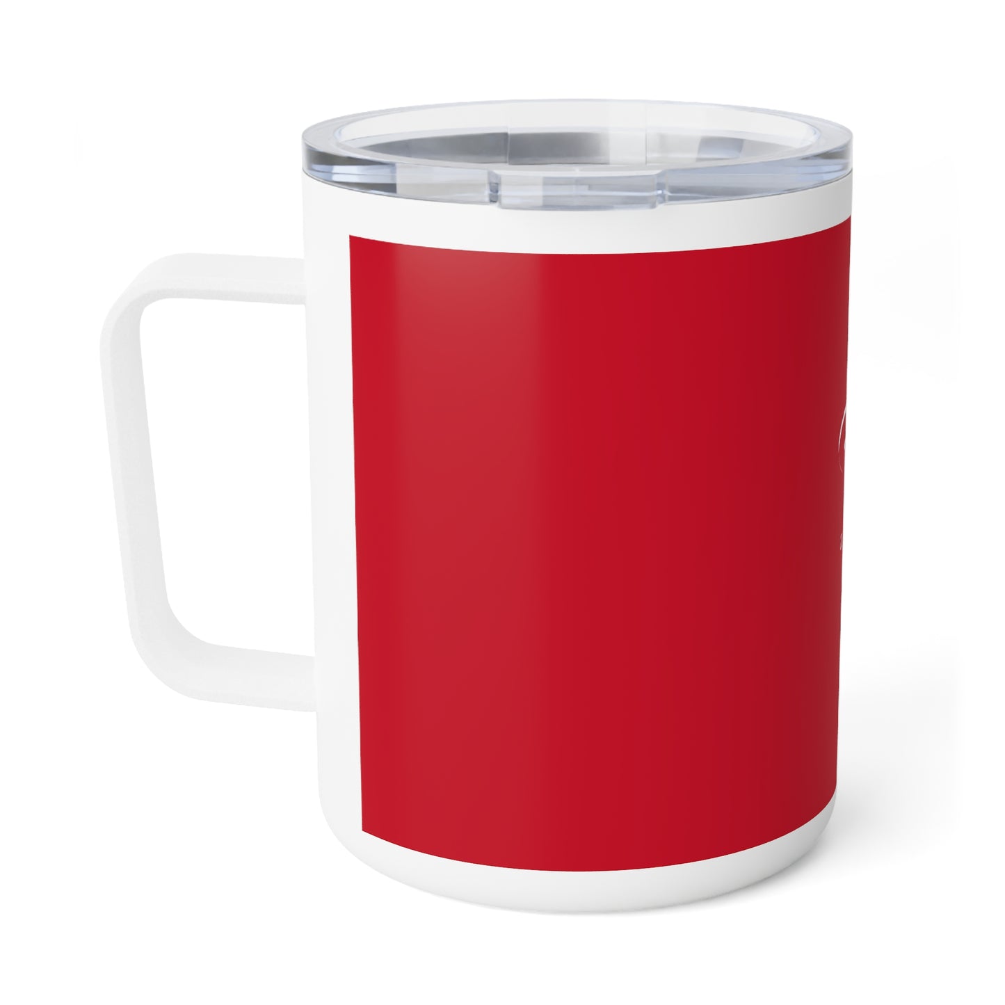 Insulated Coffee Mug with our logo- dark red