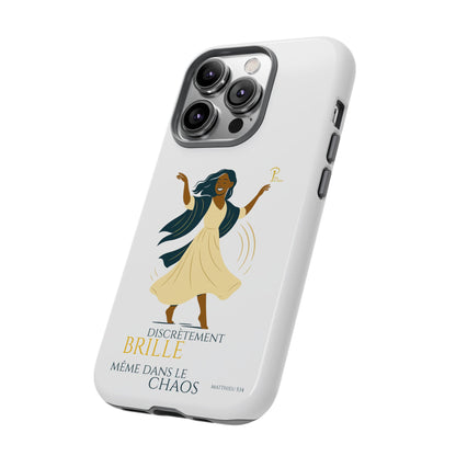 Brille discrètement - Chic Phone Case with a woman dancing - white