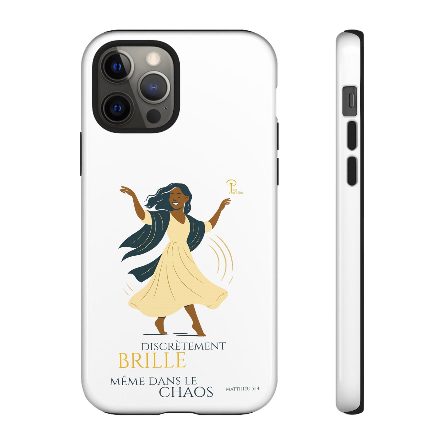 Brille discrètement - Chic Phone Case with a woman dancing - white