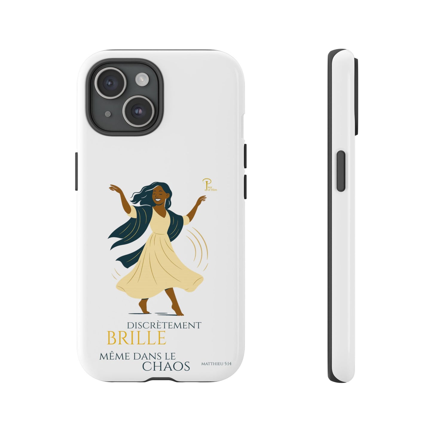 Brille discrètement - Chic Phone Case with a woman dancing - white