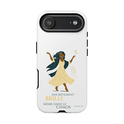 Brille discrètement - Chic Phone Case with a woman dancing - white