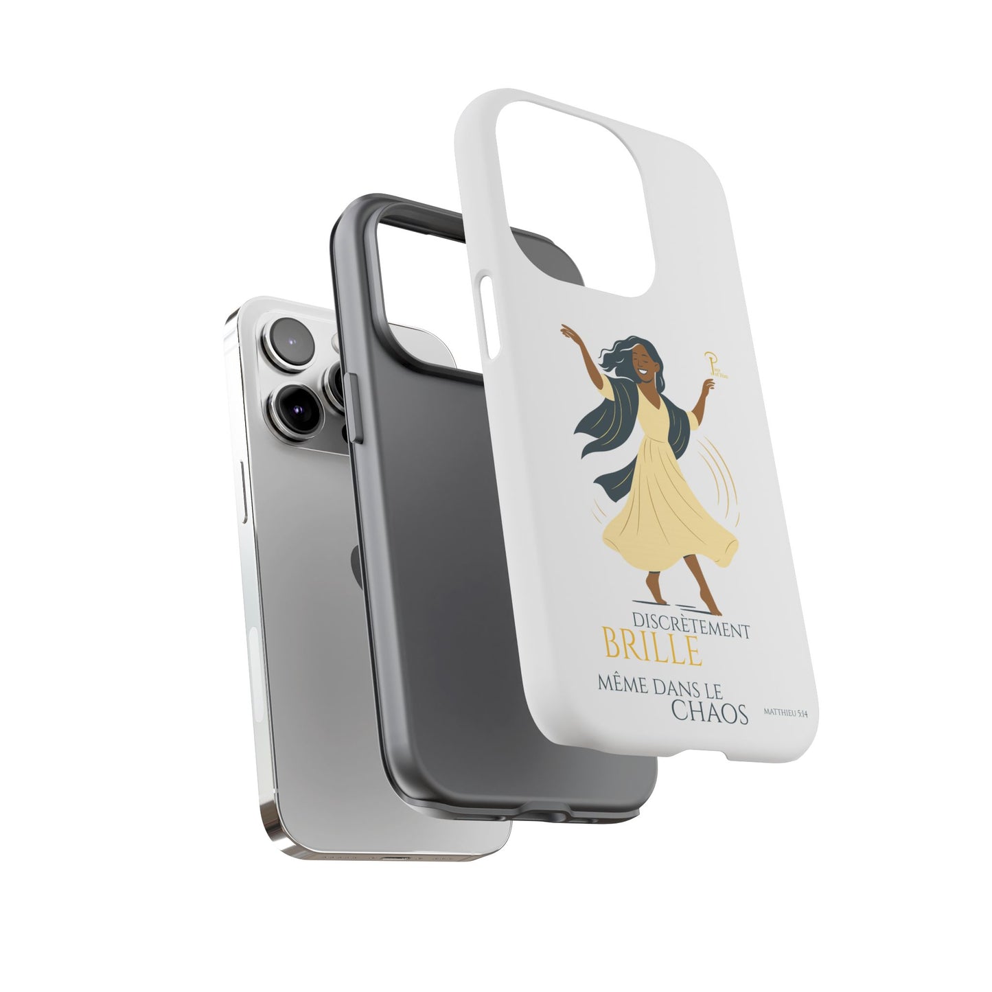 Brille discrètement - Chic Phone Case with a woman dancing - white
