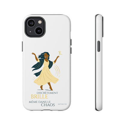 Brille discrètement - Chic Phone Case with a woman dancing - white