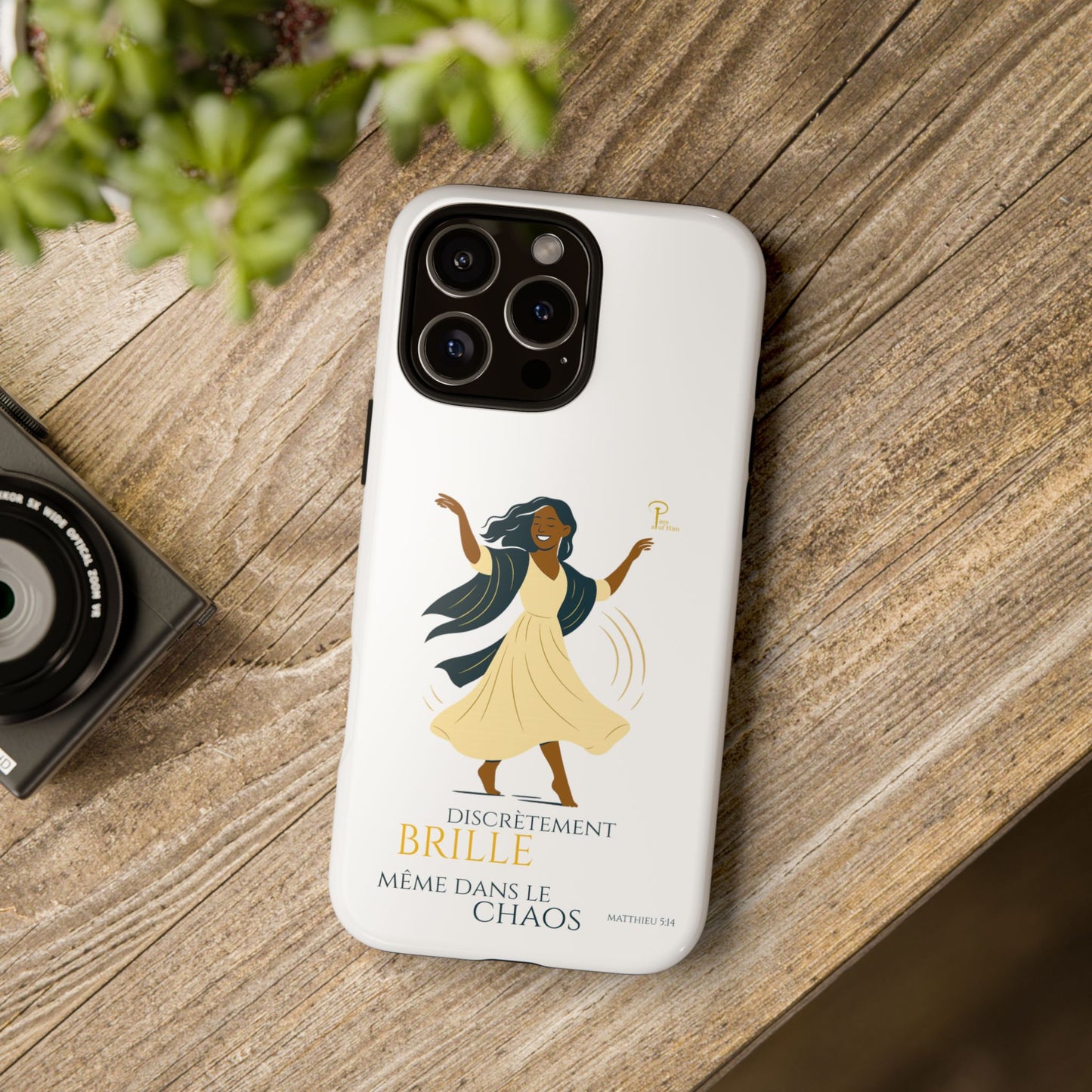 Brille discrètement - Chic Phone Case with a woman dancing - white