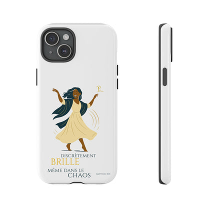 Brille discrètement - Chic Phone Case with a woman dancing - white
