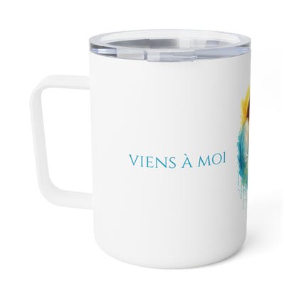 Woman embraced by Jesus - Insulated Coffee Mug - white