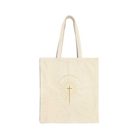 Golden Cross - White cotton Tote Bag
