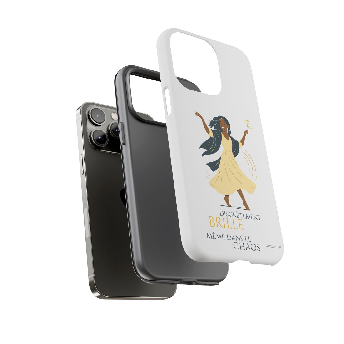 Brille discrètement - Chic Phone Case with a woman dancing - white