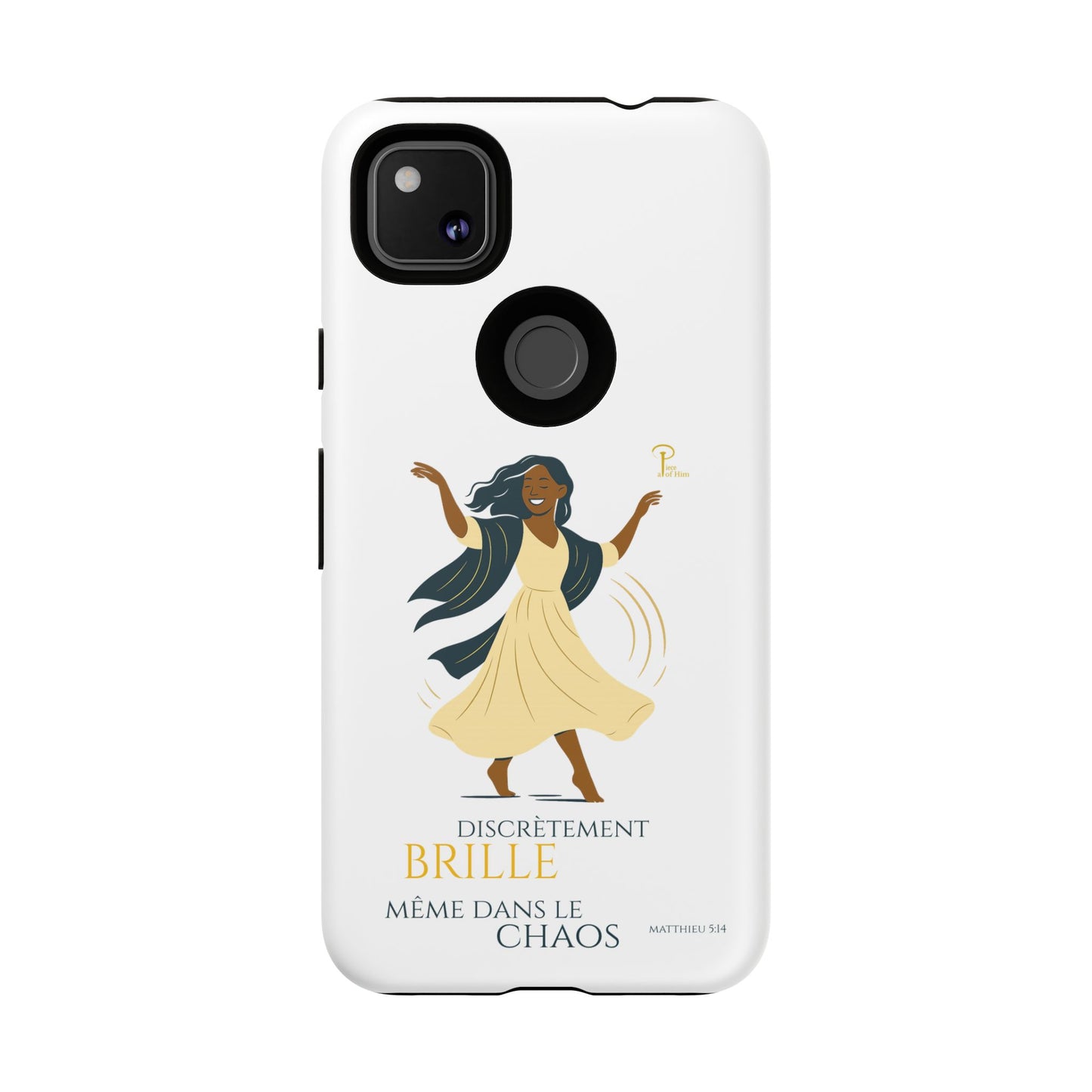 Brille discrètement - Chic Phone Case with a woman dancing - white