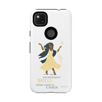 Brille discrètement - Chic Phone Case with a woman dancing - white