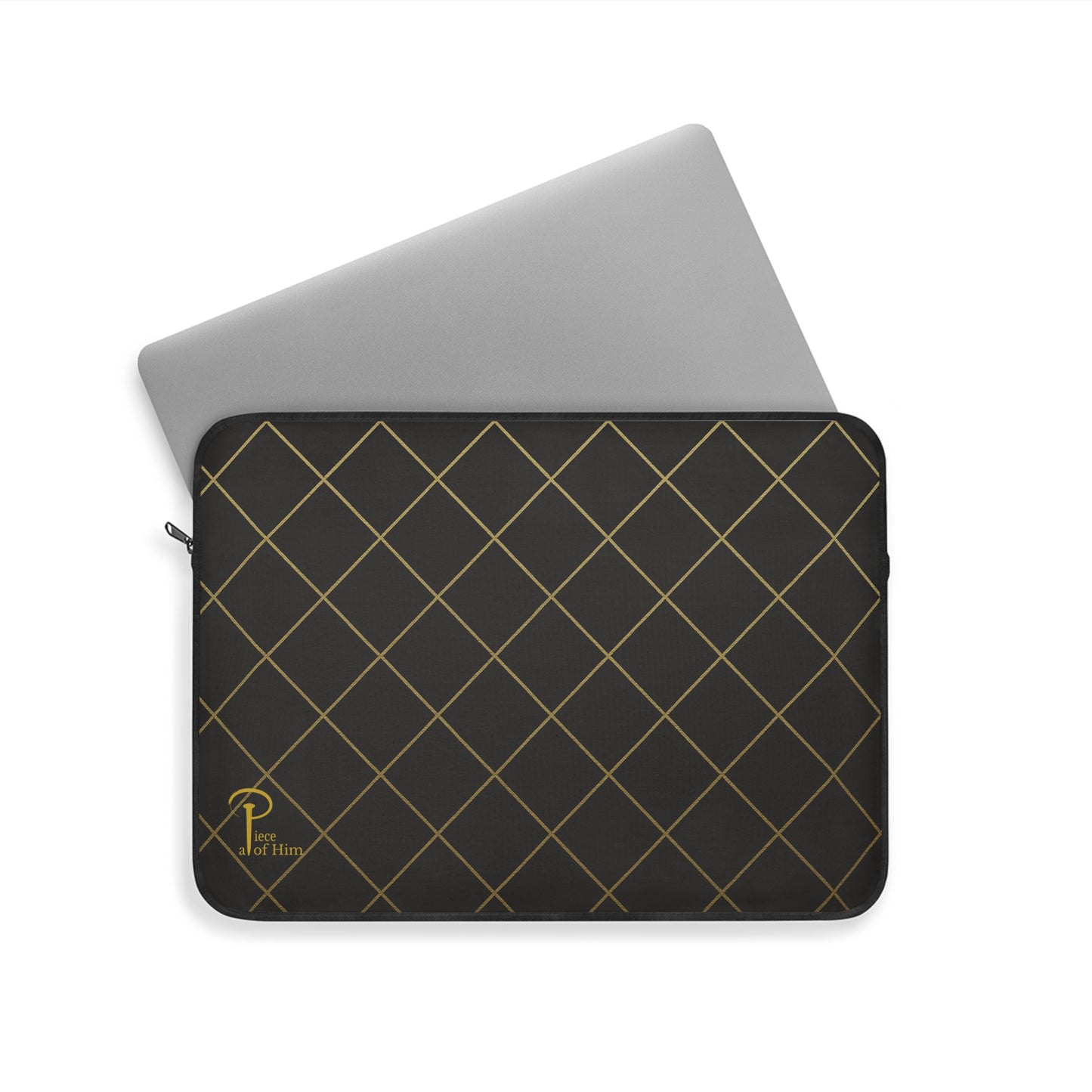 Elegant Black and Gold Laptop Sleeve - black & golden logo