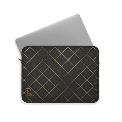 Elegant Black and Gold Laptop Sleeve - black & golden logo