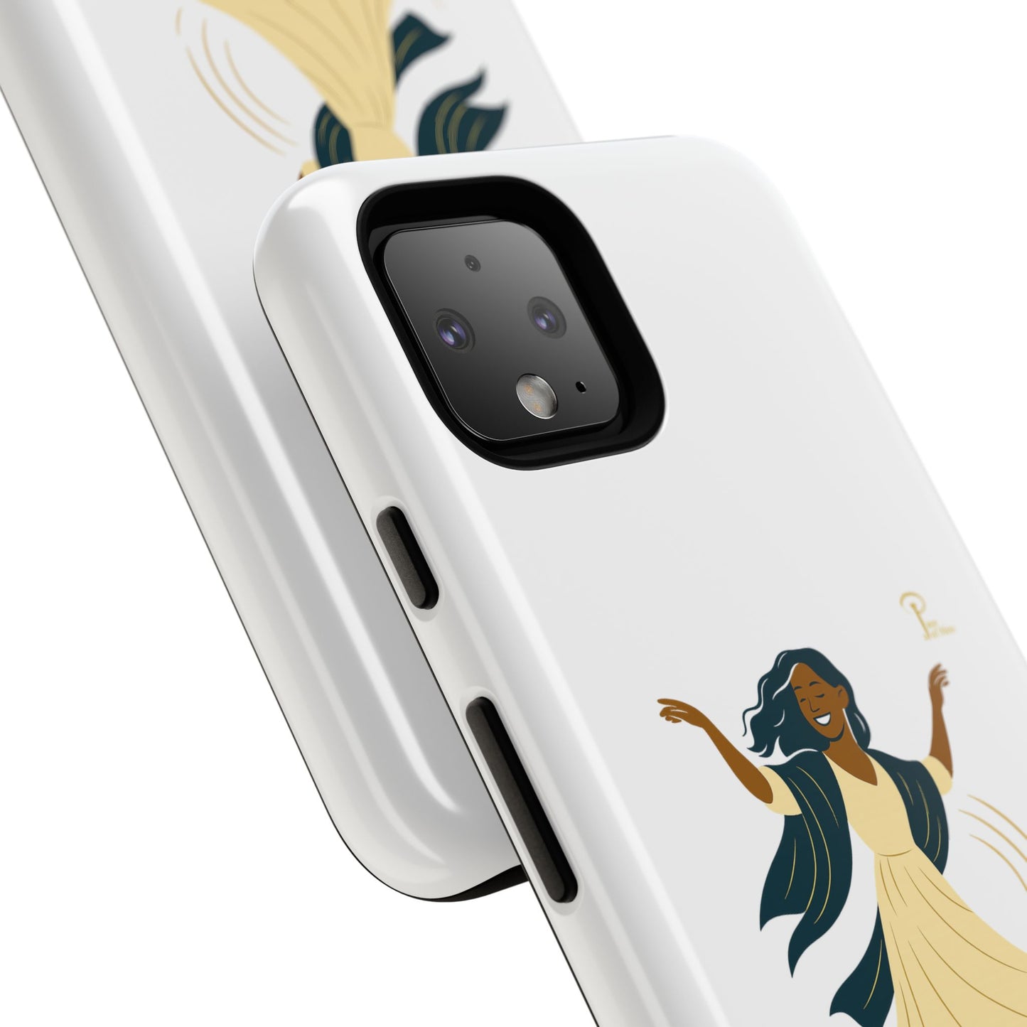 Brille discrètement - Chic Phone Case with a woman dancing - white