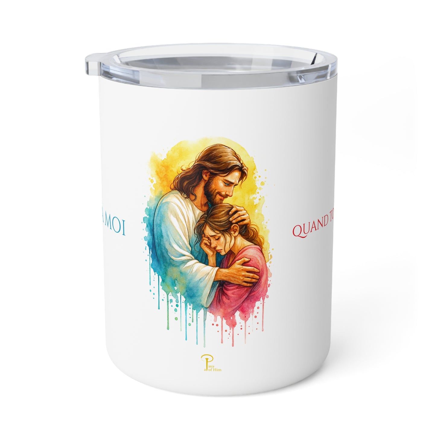 Woman embraced by Jesus - Insulated Coffee Mug - white