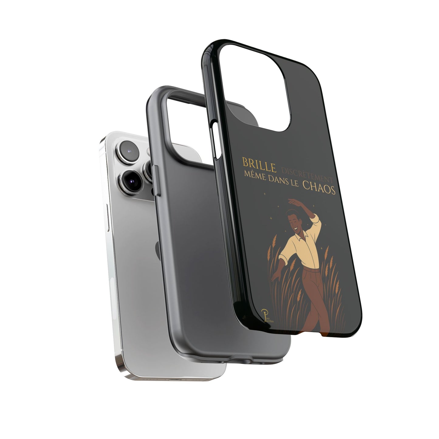 Brille discrètement - Chic Phone Case with a man dancing - black