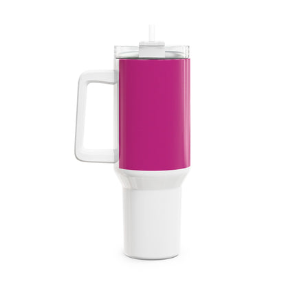 Stylish 40oz Tumbler with Straw - pink & white